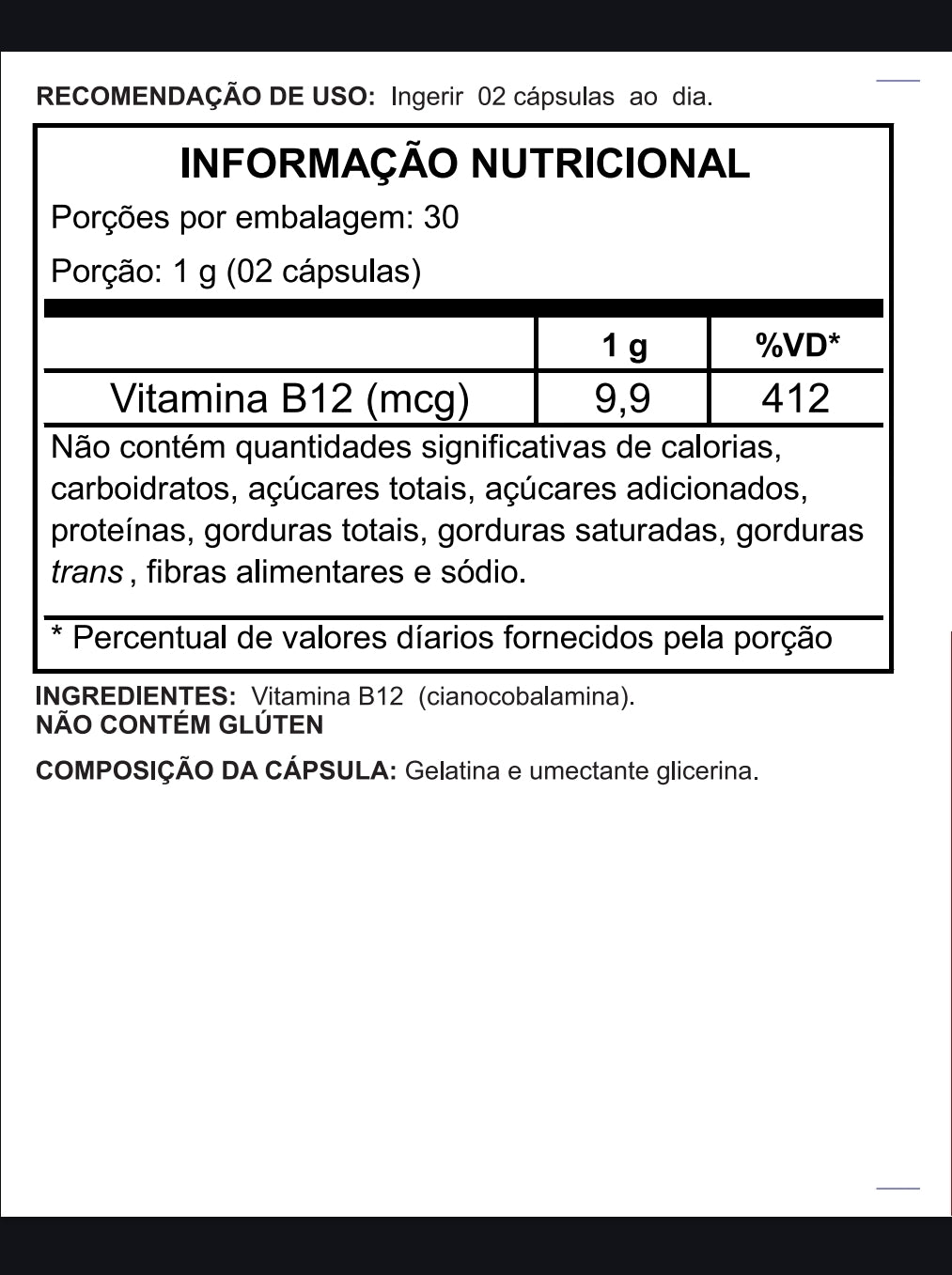 Vitamina B12 Cianocobalamina - Energia, Função Neurológica e Metabolismo